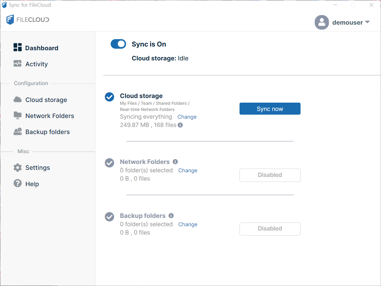 Opening and Using Sync Dashboards